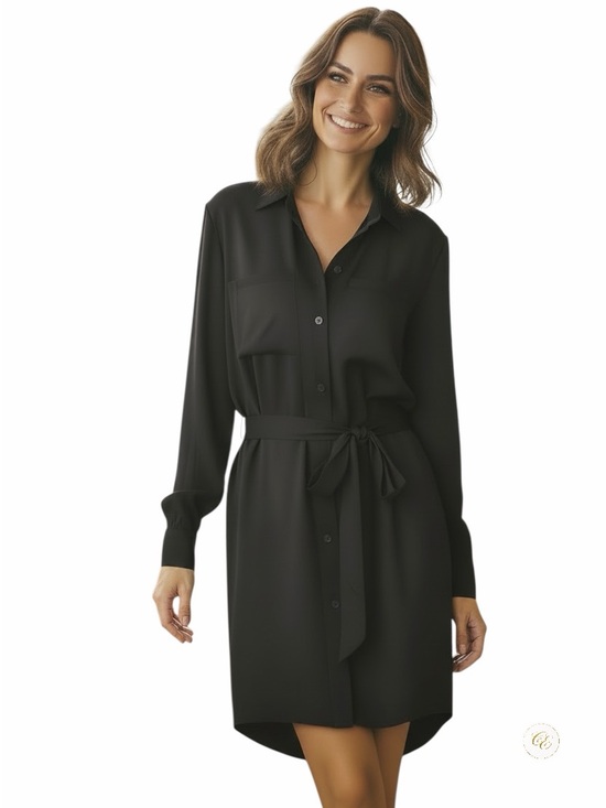 Stillwater Supply Co. Dresses & Skirts - Stillwater Black Shirt Dress | Tie Waist | Long Sleeve | Size XS | NWT
